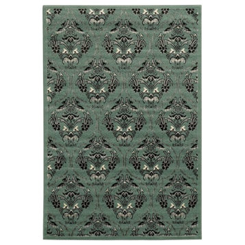Linon Elegance England Power Loomed Polypropylene 5'x7'3" Rug in Turquoise Blue