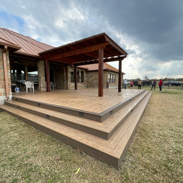 Cedar pergola and composite deck with lighting