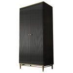 Homary - Bline 70'' Modern Black Wardrobe Closet with Multi-Storage - This multi-storage wardrobe can help you keep your bedroom well-organized. It features a spacious drawer that is compartmentalized for your tiny items, and a clothes rail to keep your coats or dresses away from being crumpled. Besides, the shelf at the bottom provides you ample space to set your blankets or pillows. Take this wardrobe home and keep everything tidy and in order!