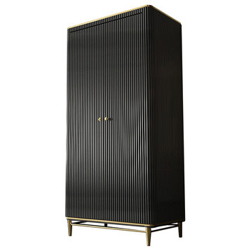 Bline 70'' Modern Black Wardrobe Closet with Multi-Storage