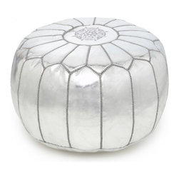 Silver Moroccan Pouf - Floor Pillows And Poufs
