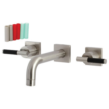 Kingston Brass KS6128CKL Two-Handle Wall Mount Bathroom Faucet, Brushed Nickel
