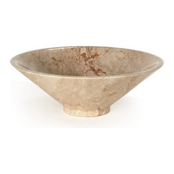 D'Vontz Funnel Stone Vessel in Beige Travertine - Products