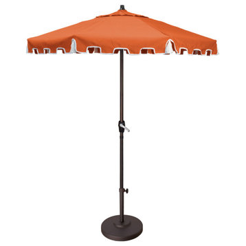 7.5' Greek Key Patio Umbrella With Fiberglass Ribs and Tassels, Melon