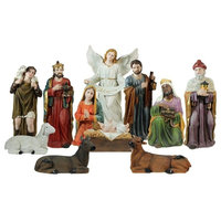 11-Piece Multicolor Religious Christmas Nativity Figurine Set, 39"