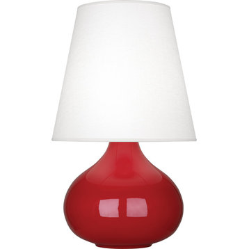 June Accent Lamp, Oyster, Ruby Red