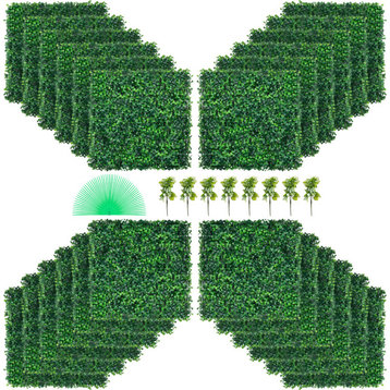 24x Artificial Boxwood Panel Fake Hedge Plant Privacy Fence Screen, 24 Pack of 20x20inch