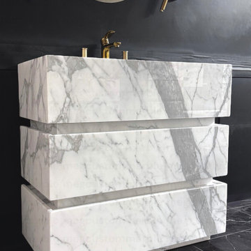 Statuary White Marble Sink Vanity Unit for Clementine