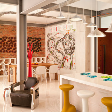Contemporary loft apartment with colour, fun and zaniness.