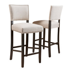 GDFStudio - Castana Beige Fabric Backed Bar Stools, Set of 2 - Bar Stools and Counter Stools