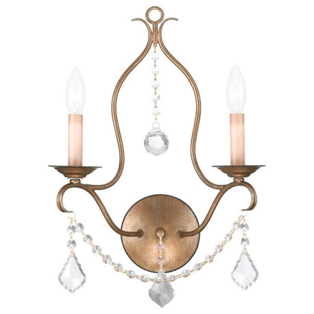 Livex Chesterfield 2 Light 20" Tall Wall Sconce, Antique Gold Leaf