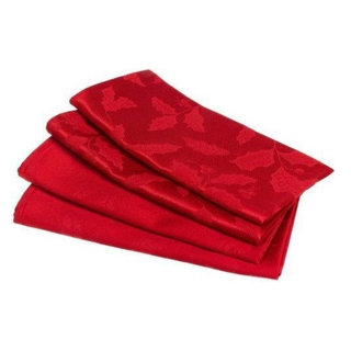 17 in. W x 17 in. L Elegance Plaid Damask Holly Green Fabric Napkins (Set  of 4)