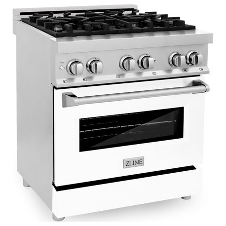 ZLINE 30 in. Professional Dual Fuel Range With White Matte Door, RA-WM-30
