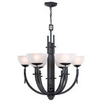 Lite Source - Lite Source LS-19536 Squire - Six Light Chandelier - Squire Six Light Chandelier Dark Bronze Frosted Glass6-Lite Chandelier, Dark Bronze W/Frost Glass, Type G 40Wx6.Shade Included:  yesDark Bronze Finish with Frosted Glass6-Lite Chandelier, Dark Bronze W/Frost Glass, Type G 40Wx6.   Shade Included:  yes. *Number of Bulbs: 6 *Wattage: 40W * BulbType: G *Bulb Included: Yes *UL Approved: Yes