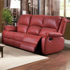 81" Red And Black Faux Leather Reclining Sofa