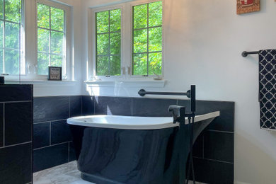 Example of a trendy bathroom design in Cleveland