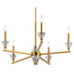 Kichler - Kichler 52001 Calyssa 5 Light 28"W Crystal Taper Candle Style - Fox Gold - Features Crystal is a bit of a chameleon material: it can appear smooth and textured, decorative or sleek With Calyssa, metalwork and crystal work together to deliver a sleek, traditional look that gently reflects the light The simple piece fills a room with light without overtaking the space Constructed from steel Adorned with crystal accents Sloped ceiling compatible (5) 60 watt maximum candelabra (E12) bulbs required Includes 36" of total downrods ETL rated for dry locations Dimensions Fixture Height: 19" Maximum Hanging Height: 57" Width: 28" Wire Length: 97" Canopy Width: 5" Electrical Specifications Max Wattage: 300 watts Number of Bulbs: 5 Max Watts Per Bulb: 60 watts Bulb Base: Candelabra (E12) Bulbs Included: No