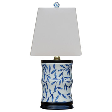 Blue and White Small Bamboo Leave Vase  Lamp