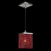 Contemporary 1-Light Crystal String Square Mini-Pendant, Red
