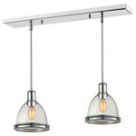 Z-Lite - Mason 2-Light Billiard, Chrome With Clear Seedy Glass - The simple vintage design of the Mason family is a warm welcome to any style in your home. Available in bronze olde bronze brushed nickel and chrome finishes. 13' pendants with metal and matte opal shades include a frosted glass diffuser.