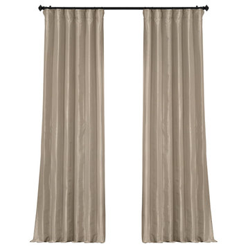 Antique Beige Faux Silk Taffeta Curtain Single Panel, 50"x120"