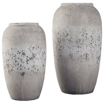 Ashley Dimitra 2 Piece Ceramic Vase Set in Brown and Cream