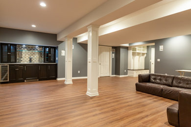 Inspiration for a contemporary basement remodel in New York