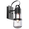 Helm 12" 1-Light Matte Black Outdoor Wall Sconce with Clear Seeded Glass Shade