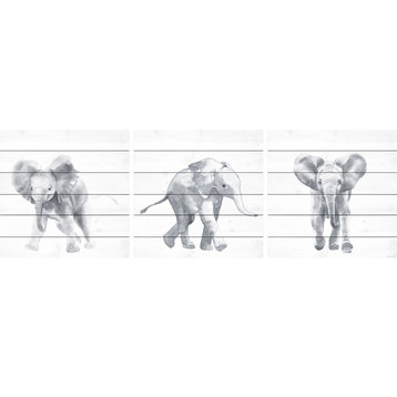 Baby Elephant Walk Triptych, 3-Piece Set, 32x32 Panels