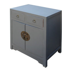 Gray Lacquer Moonface End Table Nightstand Cabinet - Side Tables And End Tables