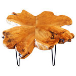 Welland - Unique Petal-Shaped Cedar Coffee Table, Large - Natural cedar stumps with an easy-care unique natural lacquer finish