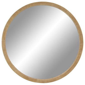 Contemporary Brown Wood Wall Mirror 89274