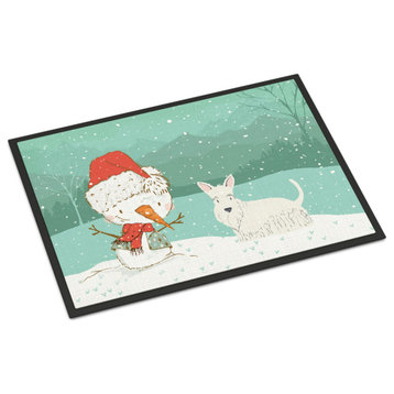 Caroline's Treasures Wheaten Scottish Terrier Snowman Christmas Door Mat