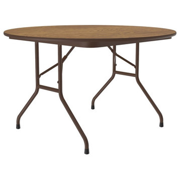 Correll 48"W x 48"D Melamine Top Folding Table in Medium Oak