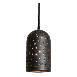 Burnished Metallic Black Brute Pendant - Pendant Lighting