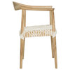 Elise Arm Chair,Natural Teak/Off White Leather