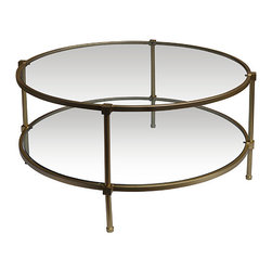 36" Round Brass and Glass Cocktail Table - Products