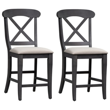 Ocean Isle Dark Gray Uph X Back Counter Chair (RTA)-Set of 2