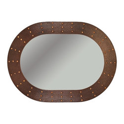 Premier Copper 35&Prime; Hand Hammered Oval Copper Mirror with Hand Forged Rivets MFO3 - Wall Mirrors