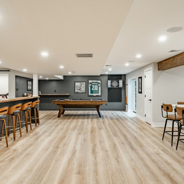 Chester Springs Basement Remodel | Full Wet Bar, Game Room & Entertainment Suit