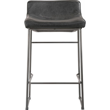 Starlet Counter Stool Onyx Leather, Set of 2 Black