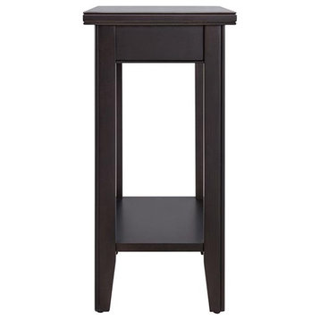 Leick Home 10505-BK Laurent Narrow Wood End Table with Shelf in Black