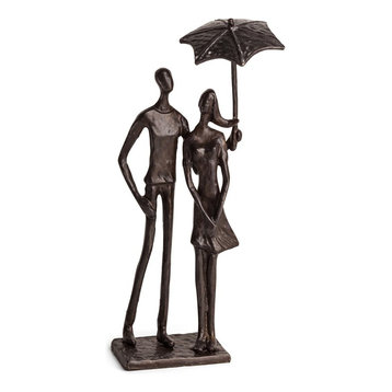 Danya B Loving Couple Under Umbrella Bronze Sculpture