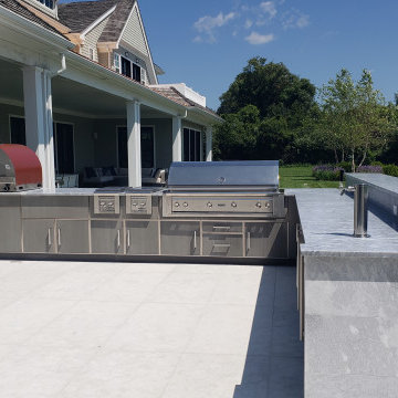 Resort like home boasts a resort like outdoor kitchen in BridgeHampton, NY