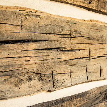Hand Hewn Slab Siding with Chinking Material