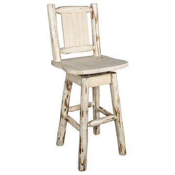 Montana Woodworks 24" Swivel Barstool with Back and Engraved Pine in Natural