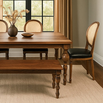 French Country Dining Table - Solid Walnut Farmhouse Kitchen Table