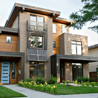 Exempel på ett modernt flerfamiljshus, med tegel