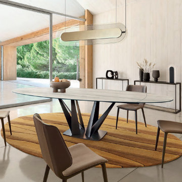 Alliage Dining Table Barrel/Oval – Marmi Grey Ceramic by Roche Bobois