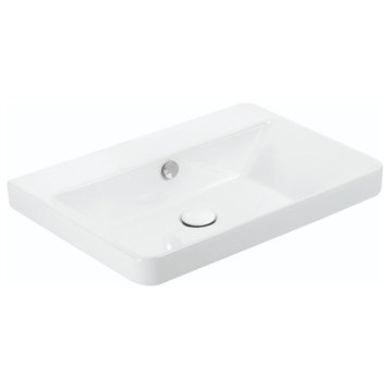 Luxury 60.00 WG Bathroom Sink in Glossy White without Faucet Hole